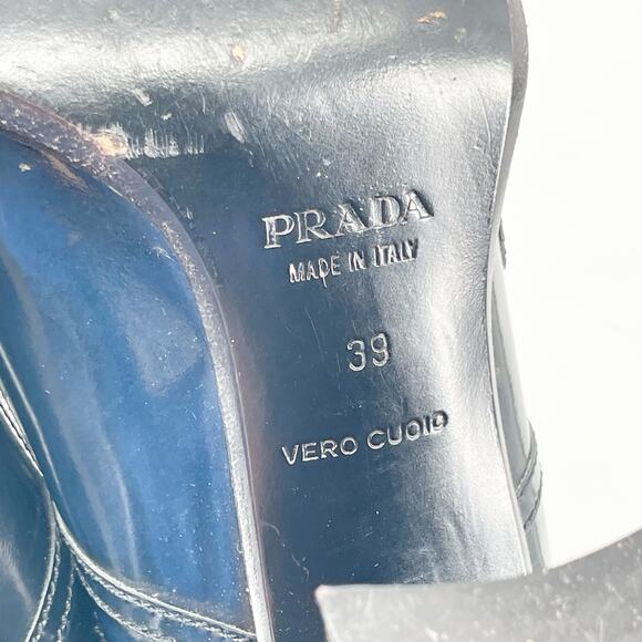 Vintage Prada 1996 Blue Leather Floral Appliqué Block Heel Mary Jane Pumps IT 39 - Picture 12 of 15